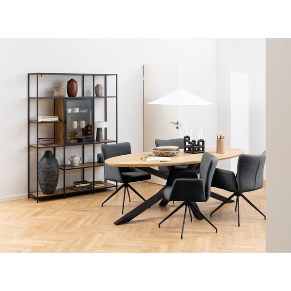 Sötétszürke kárpitozott karfás étkezőfotel szett 2 db-os Laura – Actona-image-1