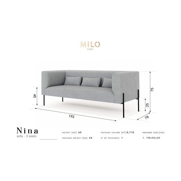 Nina sárga kanapé, 192 cm - Milo Casa-image-4