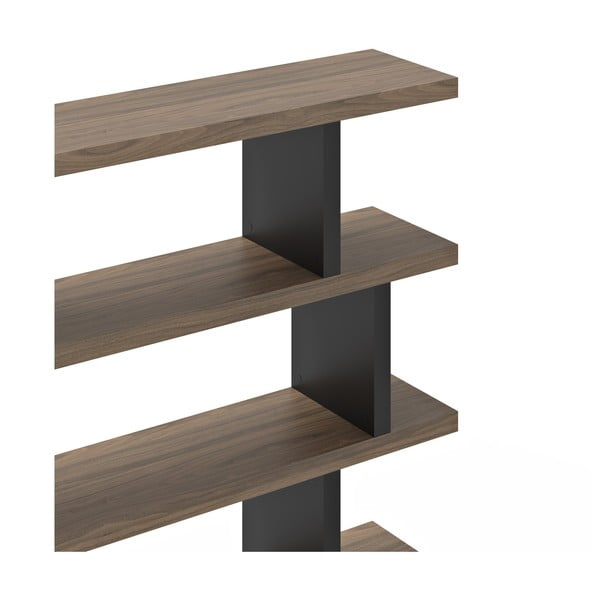 Fekete-barna könyvespolc diófa dekorral 163x172 cm Step – TemaHome-image-3