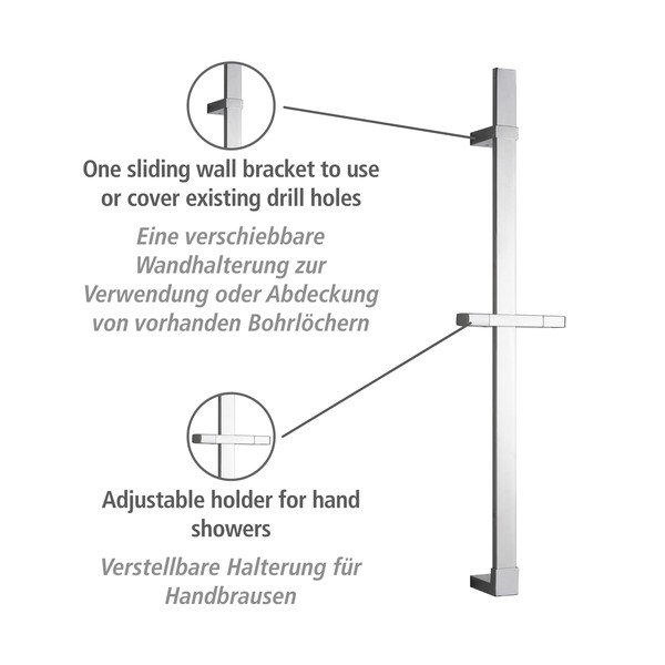Fényes ezüstszínű fali rozsdamentes acél zuhanytartó 68 cm Design – Wenko-image-3