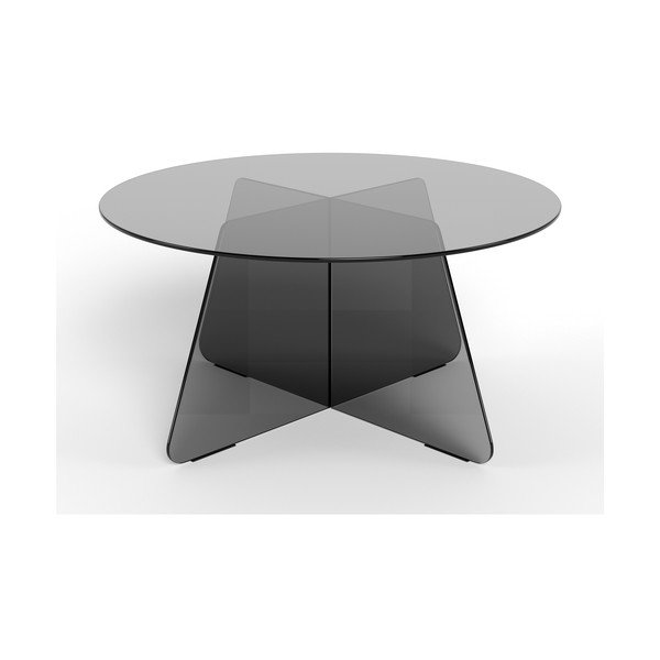 Szürke üveg kerek dohányzóasztal ø 80 cm Samos – Actona-image-2