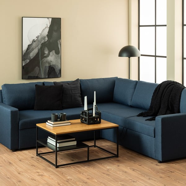 Natúr színű dohányzóasztal tölgyfa dekoros asztallappal 60x90 cm Gila – Actona-image-1