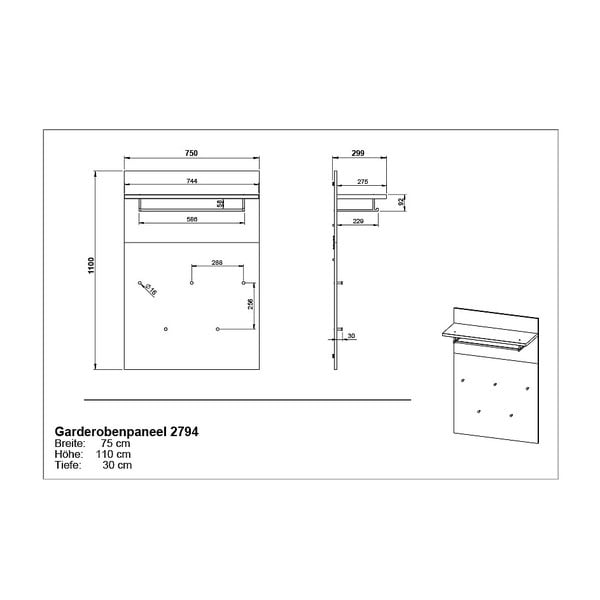Natúr színű fogas panel tölgyfa dekorral Fremont – Germania-image-4
