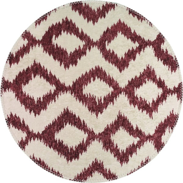 Borvörös-fehér mosható kerek szőnyeg ø 100 cm – Vitaus