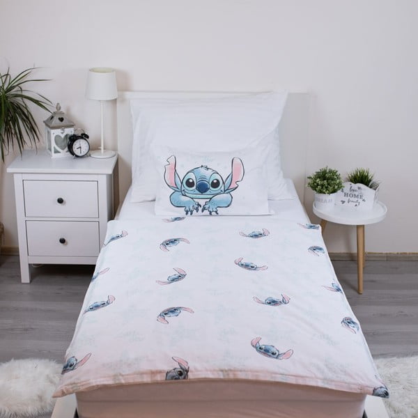Fehér pamut gyerek ágyneműhuzat babaágyhoz 100x135 cm Lilo and Stitch "White Star" – Jerry Fabrics-image-2