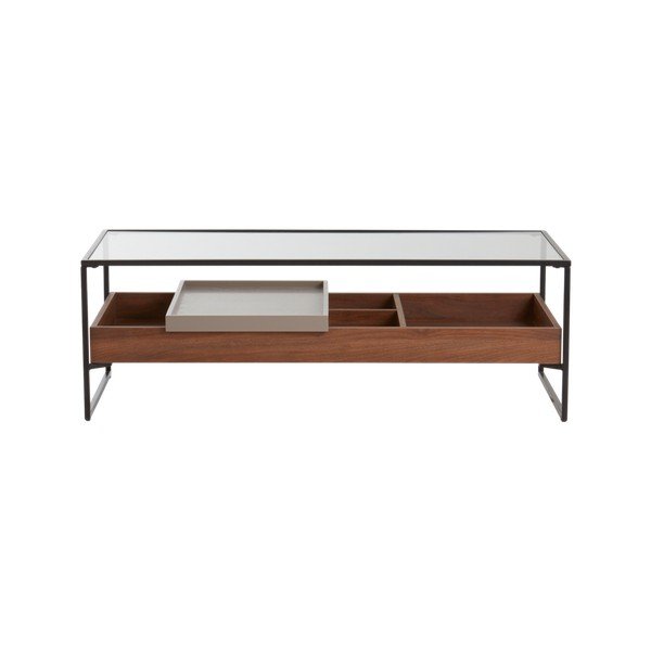 Sötét natúr színű dohányzóasztal üveg asztallappal 60x120 cm Sveg – Jotex-image-4