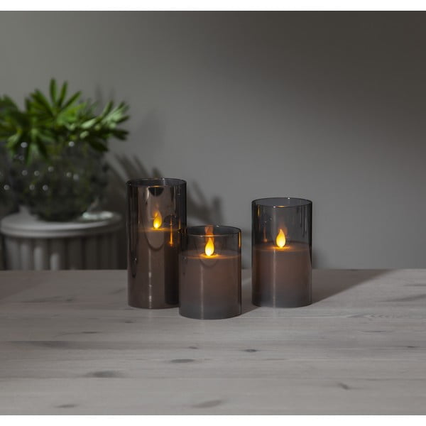 M-Twinkle szürke LED viaszgyertya üvegben, magasság 15 cm - Star Trading-image-3