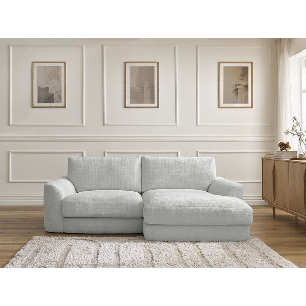 Világosszürke zsenília sarokkanapé (jobb oldali-heverő résszel) Leonore – Bobochic Paris-image-1