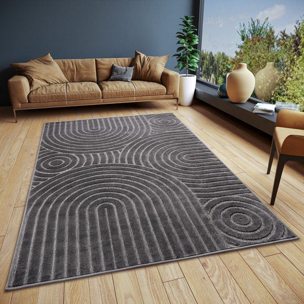 Antracitszürke szőnyeg 67x120 cm Iconic Wave – Hanse Home-image-1