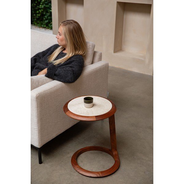 Kerek tárolóasztal kő asztallappal 41x45 cm Doppio – Zuiver-image-1