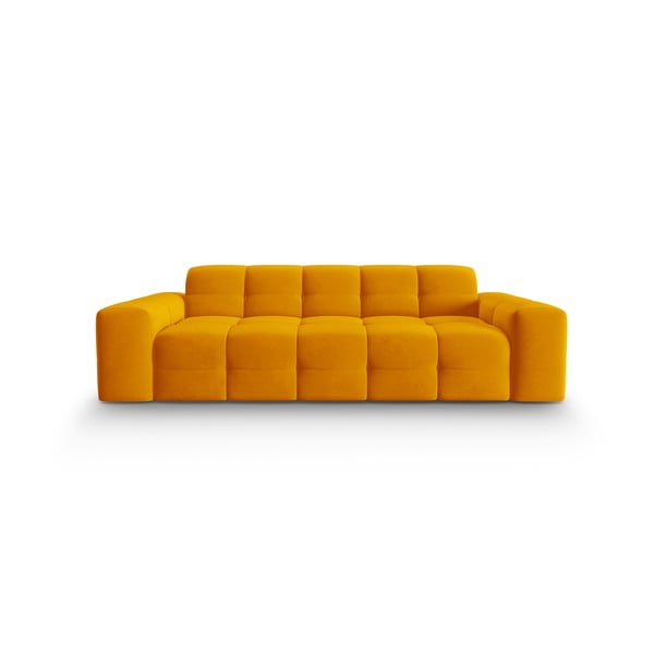 Okkersárga bársony kanapé 222 cm Kendal – Micadoni Home