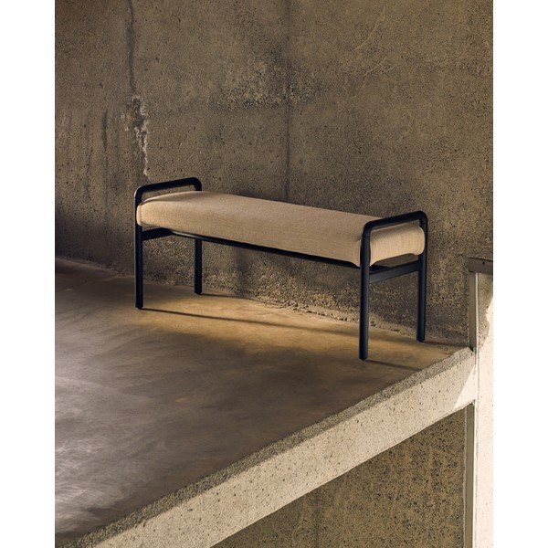 Fekete-krémszínű zsenília pad Macaret – Kave Home-image-1