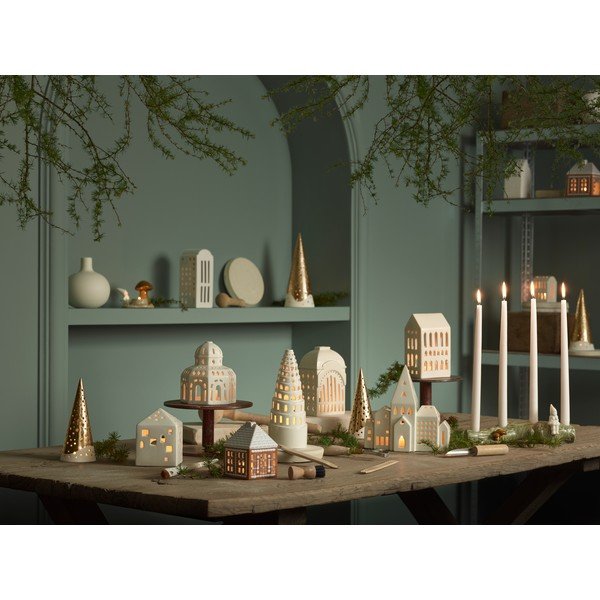 Nobili aranyszínű porcelán gyertyatartó, magasság 25,5 cm - Kähler Design-image-2