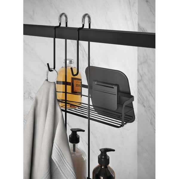 Matt fekete függő acél fürdőszobai polc Lava – Metaltex-image-4