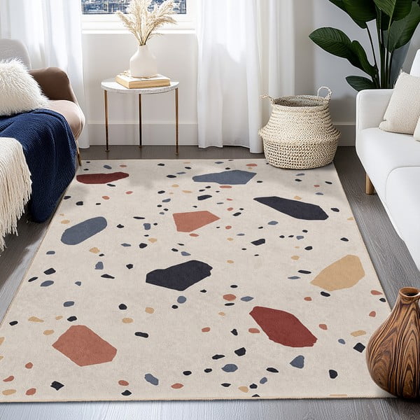 Krémszínű mosható szőnyeg 80x150 cm Cracked Terrazzo – Mila Home-image-4