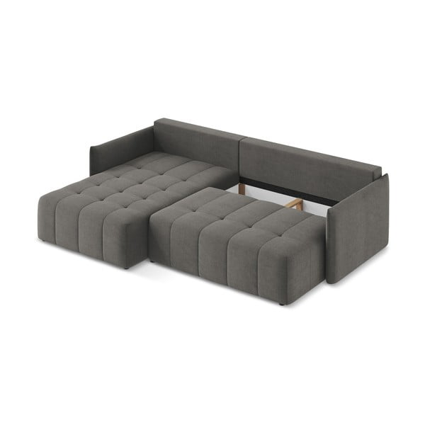 Sötétszürke kinyitható-tárolóhelyes sarokkanapé (bal oldali-heverő résszel) Moku – Makamii-image-3