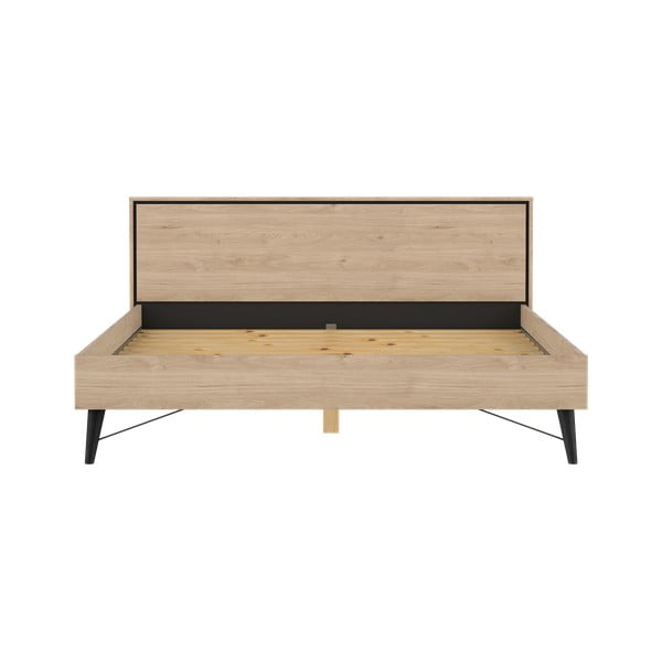 Natúr színű franciaágy ágyráccsal 180x200 cm tölgyfa dekorral Ry – Tvilum-image-2