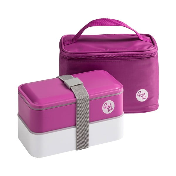 Grub Tub sötét rózsaszín uzsonnásdoboz és táska, 21 x 13 cm - Premier Housewares