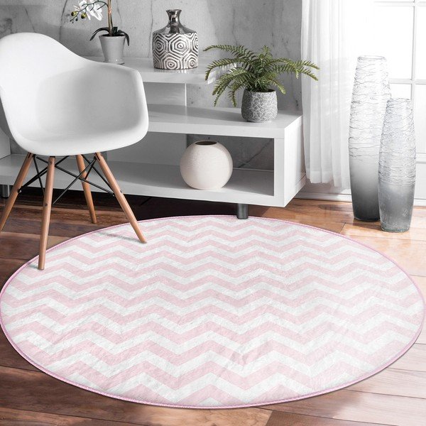 Világos rózsaszín mosható-robotporszívóval tisztítható kerek szőnyeg ø 120 cm Comfort – Mila Home-image-3