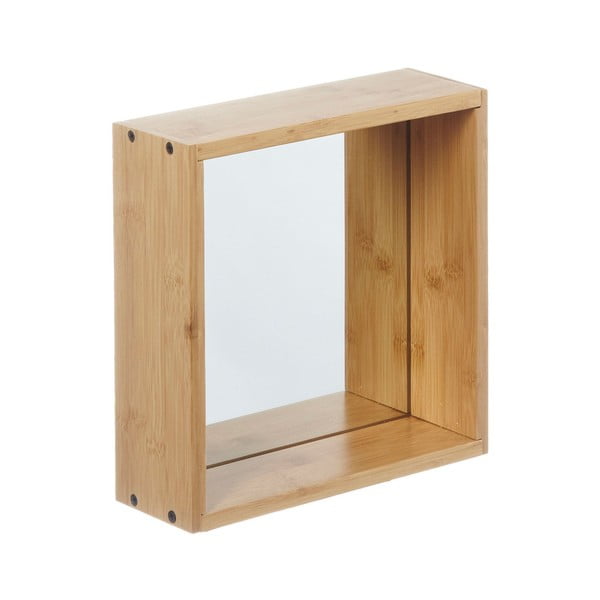 Design fali tükör bambuszfa kerettel, 26 x 26 cm - Furniteam
