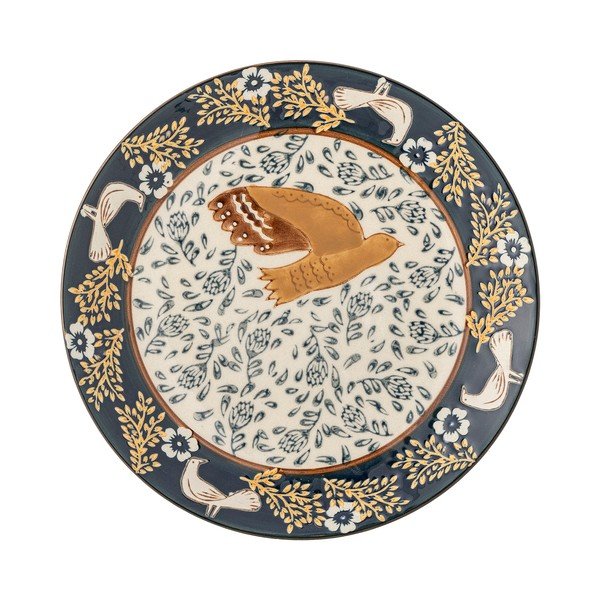 Kék desszertes kőedény tányér ø 16 cm Hezha – Bloomingville