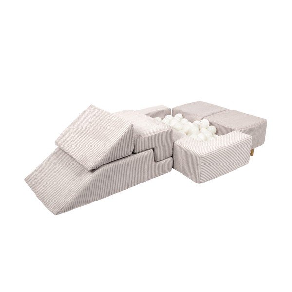 Krémszínű kordbársony habszivacs játszótér 6 db-os magasság 40 cm 100x35 cm Montessori – Meowbaby