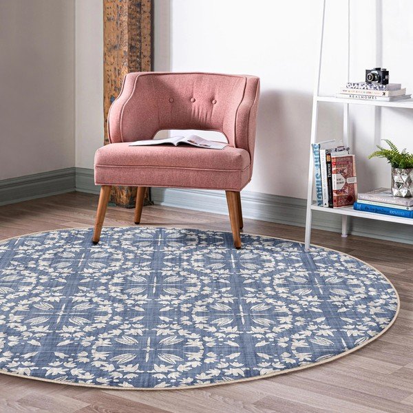 Kék mosható-robotporszívóval tisztítható kerek szőnyeg ø 100 cm Comfort – Mila Home-image-3