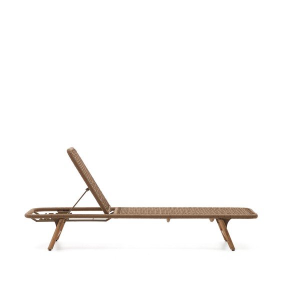 Barna tömörfa-fém kerti napozóágy Dandara – Kave Home-image-2