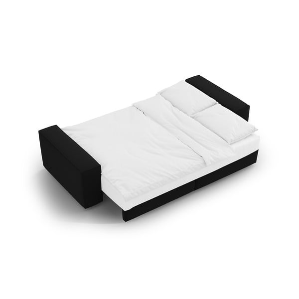 Fekete bársony kinyitható-tárolóhelyes kanapé 247 cm Jodie – Micadoni -image-4