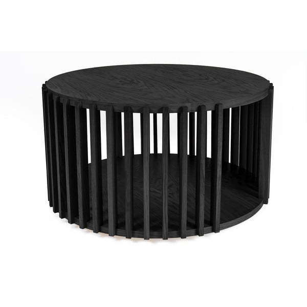 Drum fekete tölgyfa dohányzóasztal, ø 83 cm - Woodman-image-2