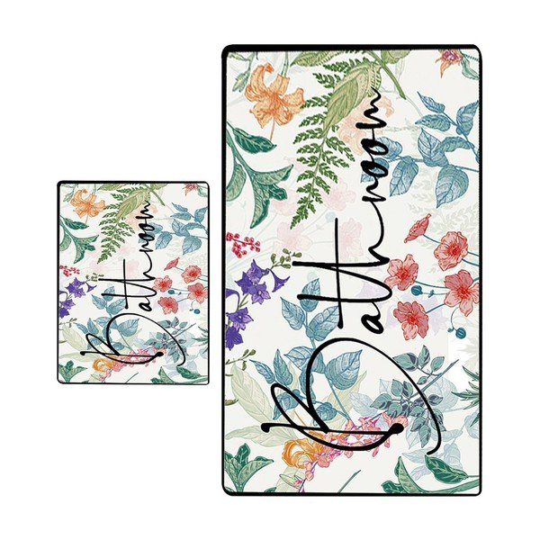 Fürdőszobai kilépő szett 2 db-os 60x100 cm Green In Flower – Foutastic