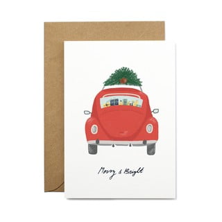 Merry & Bright karácsonyi üzenőkártya újrahasznosított papírból, borítékkal, A6 - Printintin