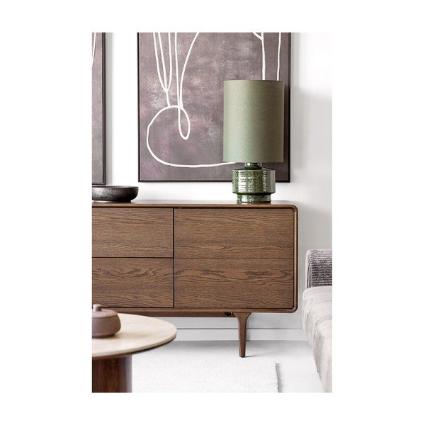 Sötétbarna komód tölgyfa dekorral 180x75x45 cm Darwin – House Nordic-image-1