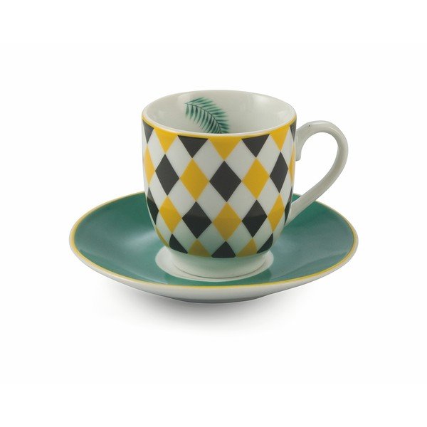 Mykonos Urban Jungle 6 db porcelán csésze alátéttel, 90 ml - VDE Tivoli 1996-image-2