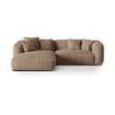 Világosbarna bársony moduláris sarokkanapé (bal oldali-heverő résszel) Martina – Micadoni 