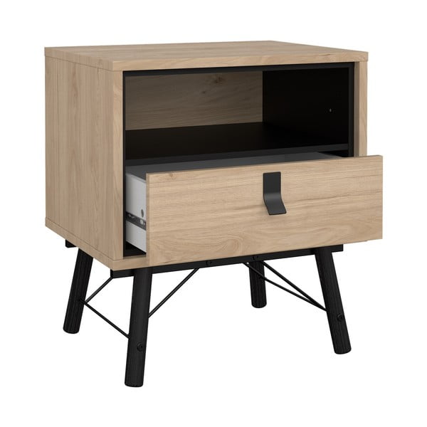 Natúr színű éjjeliszekrény tölgyfa dekorral Ry – Tvilum-image-3