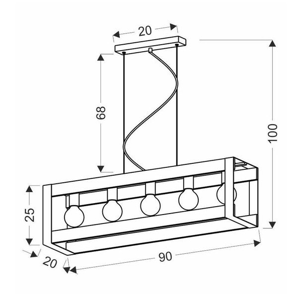 Fekete függőlámpa 20x90 cm Varna – Candellux Lighting-image-2