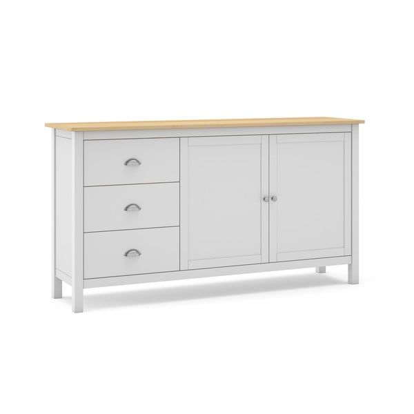 Fehér-natúr színű borovi fenyő alacsony komód 150x80,5 cm Misti – Marckeric-image-3