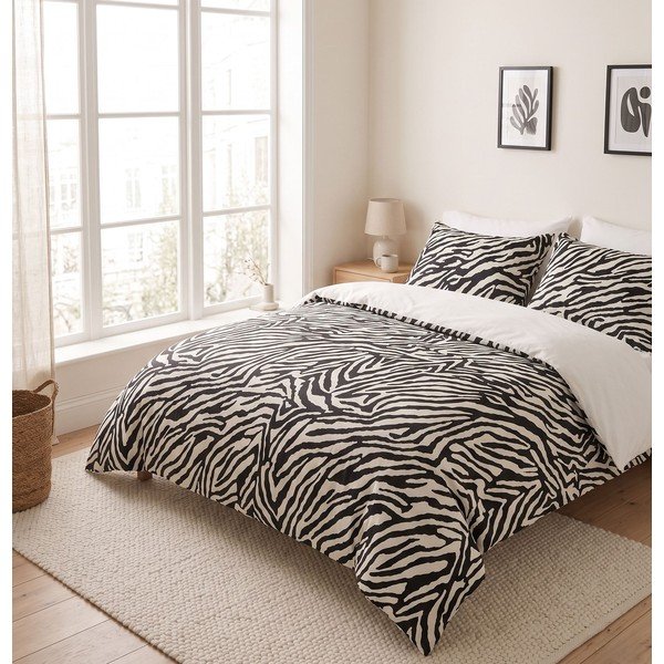 Fekete egyszemélyes ágyneműhuzat 200x140 cm Zebra – Mijolnir-image-1