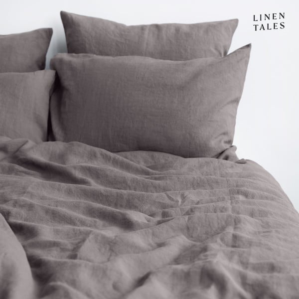 Sötétszürke kétszemélyes len ágyneműhuzat 200x200 cm – Linen Tales-image-2