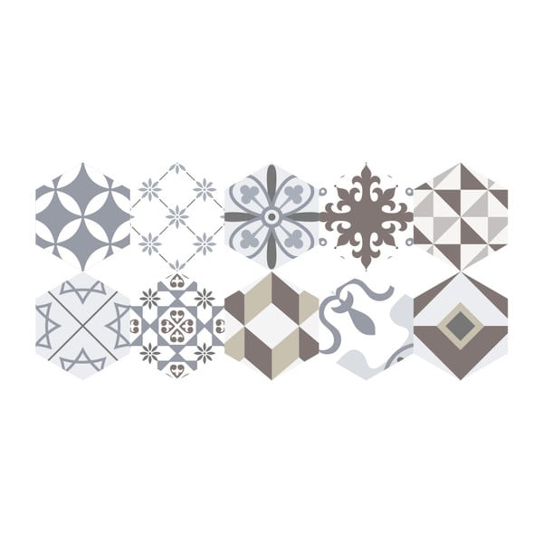 Floor Stickers Hexagons Mariana 10 db-os padlómatrica szett, 40 x 90 cm - Ambiance