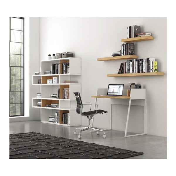 London fehér könyvespolc tölgyfamintás elemekkel - TemaHome-image-1