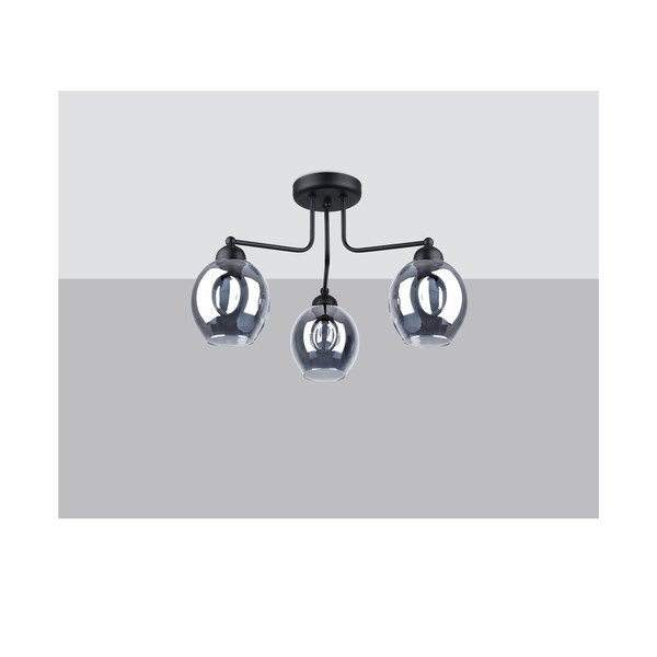 Fekete mennyezeti lámpa üveg búrával 54x54 cm Garten – Sollux-image-2