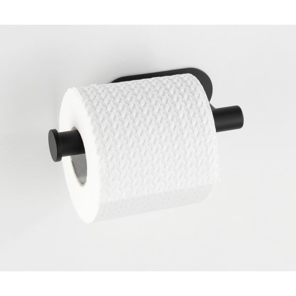 Matt fekete öntapadós rozsdamentes acél WC-papír tartó Orea – Wenko-image-1