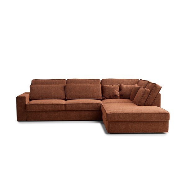 Rézszínű zsenília sarokkanapé (jobb oldali-L alakú) Kirou – Maison de Rêve