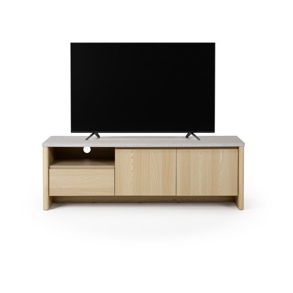 Fehér-világos natúr színű TV-állvány tölgyfa dekorral 153x50x45 cm Dore – Marckeric-image-3