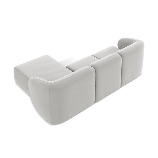 Világosszürke bársony sarokkanapé (jobb oldali-heverő résszel) Lani – Makamii-image-3