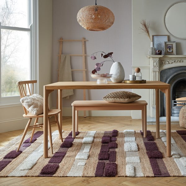 Lila-natúr színű kézi szövésű jutakeverék szőnyeg 160x230 cm Medina Blocks – Flair Rugs-image-1