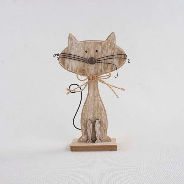 Cats macska alakú fa dekoráció, magasság 25 cm - Dakls
