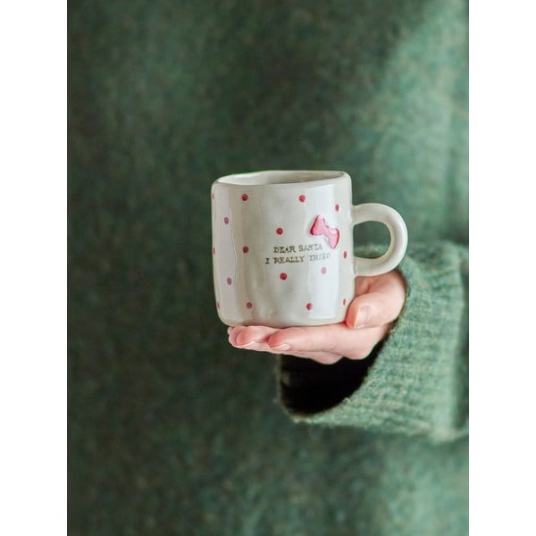 Bézs agyagkerámia bögre karácsonyi mintával 250 ml Christy – Bloomingville-image-1